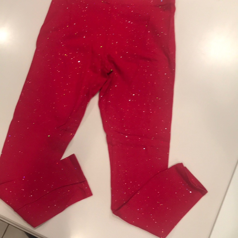 Red glitter legging girls 14/16